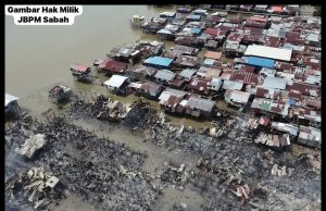 Kira-Kira 60 Rumah Atas Air Musnah Dijilat Api, Tiga Mangsa Alami Sesak Nafas Dalam Kejadian Kebakaran Di Tawau