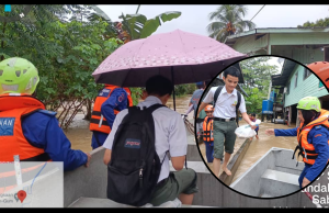 APM Bantu Hantar Pelajar SPM Terperangkap Banjir Kilat Di Kampung Gum-Gum
