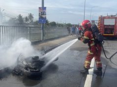 Kebakaran Motosikal Berkuasa Tinggi di Jalan Kg Petagas, Seorang Lelaki Cedera Parah